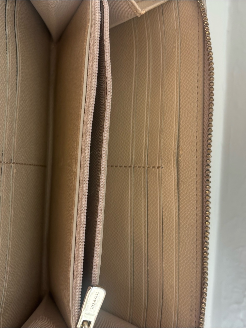 Coach Taupe Leather Zip-Around Wallet with Exterior Card Slot - Picture 3 of 12